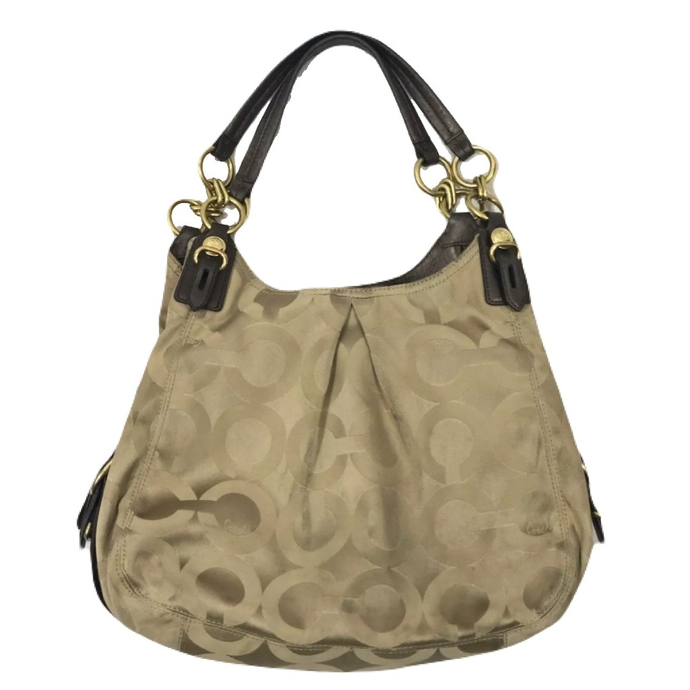 Coach Maggie Optic XL Beige Shoulder Bag - Picture 5 of 14